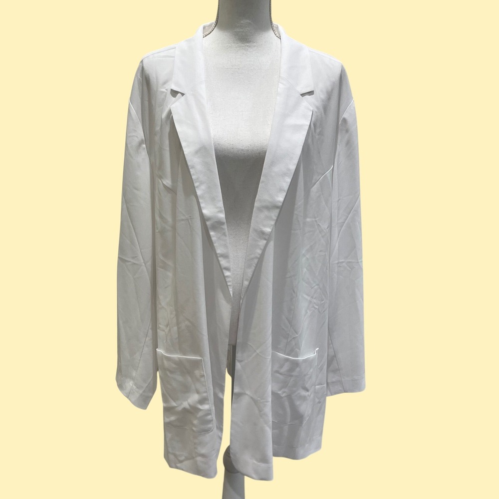 NEW Catherines Blazer Cardigan 4X‎ White Open Front Lightweight Professional